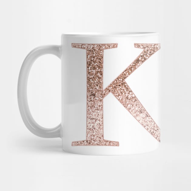 K rose gold glitter monogram letter by RoseAesthetic